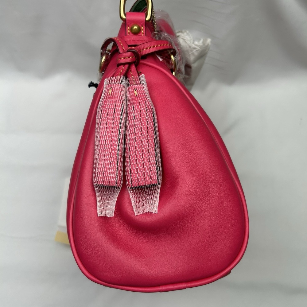NWT Dooney Bourke 8L980 Small Florentine Leather Satchel Fuchsia Pink Purse Bag - Picture 4 of 16